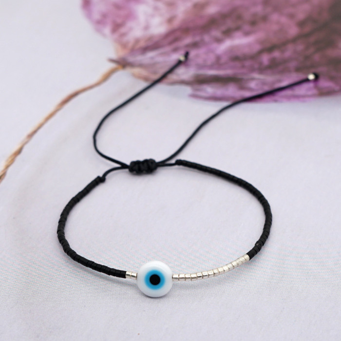 New Style Bracelet Vintage Rice Beads Handwoven Eye Hand Jewelry Stone Color Block Bracelet Women's Jewelry Bracelet