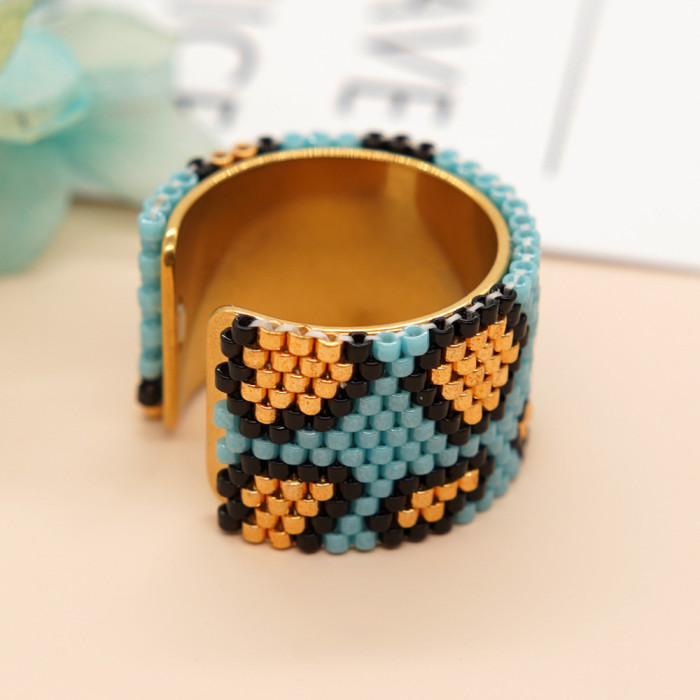 New Arrival Heart Miyuki Antique Rice Beads Handmade Woven Stainless Steel Ring Bohemian Style