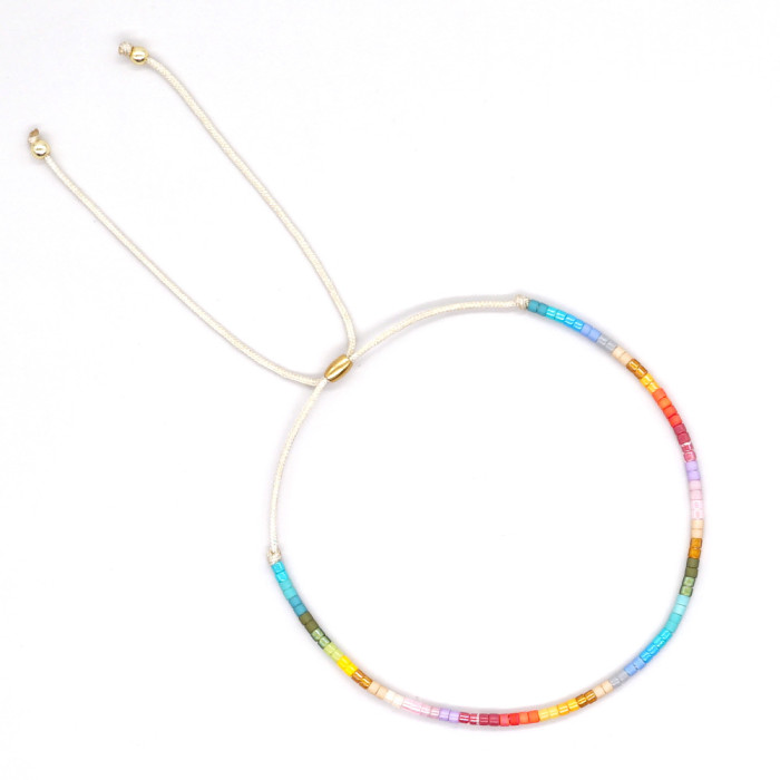 Hot-Selling New MIYUKI Simple High-End Feel Fine Rice Beads Colorful Glass Adjustable Three-Strand Layered Bracelet