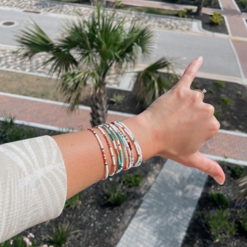 Summer Rainbow Handwoven Xiaomi Bead Bracelet Versatile Light Luxury Bohemian Vacation Style Friendship Bracelet Jewelry