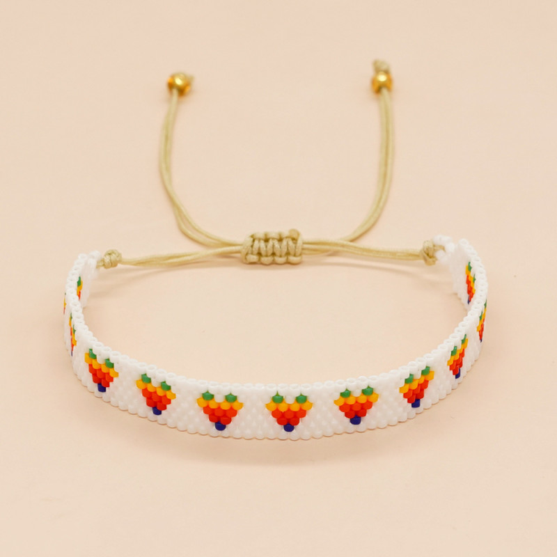 Amazon New Colorful 3-Row Rice Beads Interlocking Color Arrow Pattern Rice Beads Woven Bracelet Wholesale