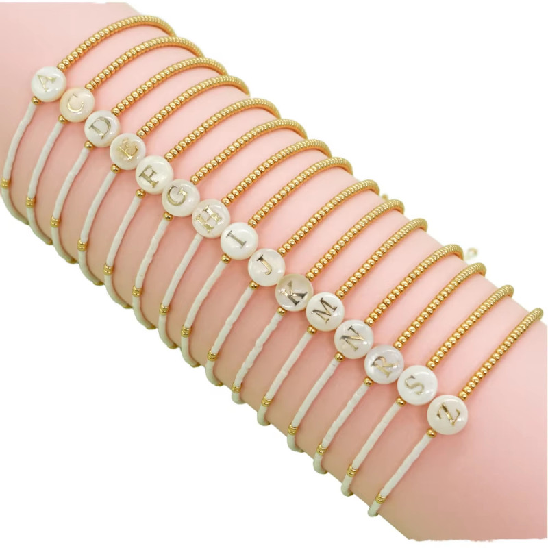 Letter Shell Miyuki Bead Thin Bracelet Japanese and Korean Simple Style Niche Personality Jewelry for Women Couples Gift Accessories