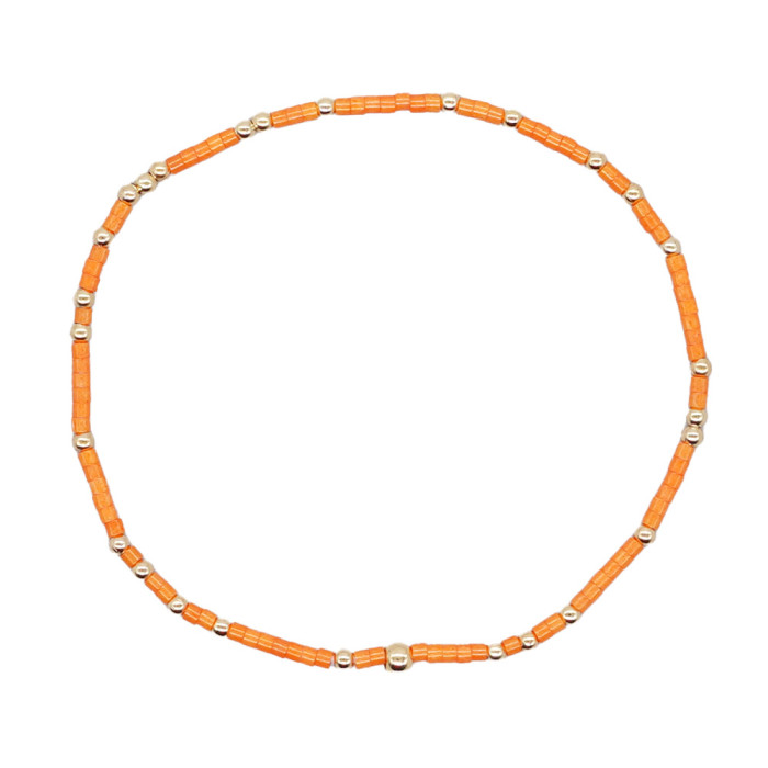 Cross-Border Hot-Selling Niche Glass Rice Bead Bracelet Simple Gold Bead Bracelet Personality Trend Solid Color Hand Jewelry for Stall Setup