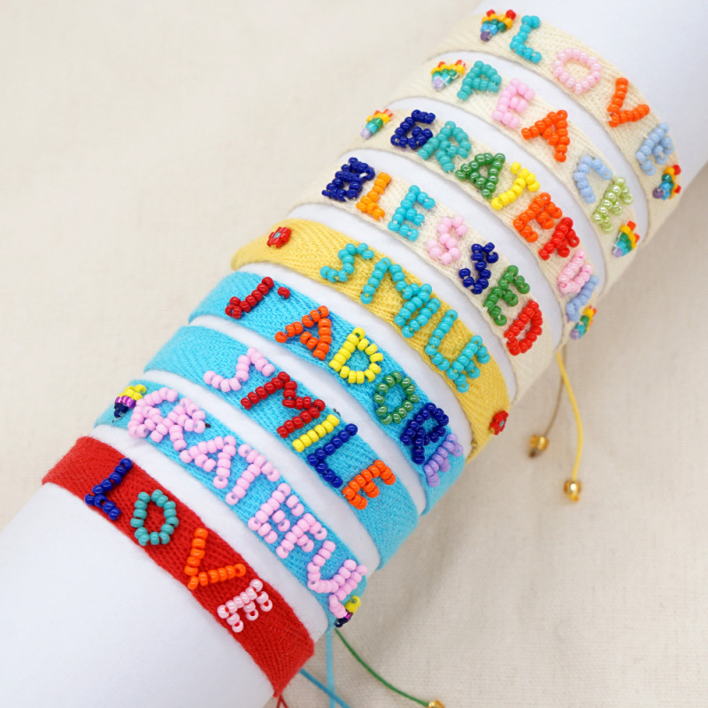 Colorful Letter Heart Miyuki Bracelet Bohemian Style INS New Handmade Woven Bead Bracelet for Women