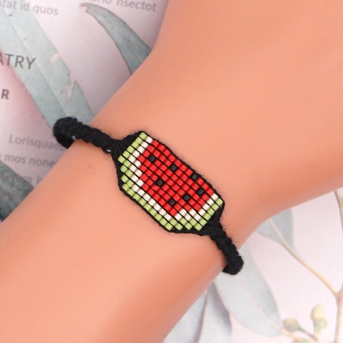 INS Hot Sale Watermelon Pattern Miyuki Bracelet 2025 New Geometric Round Eye Seed Bead Bracelet for Women