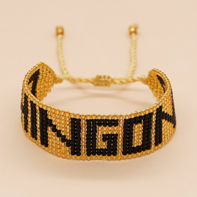 New Hot-Selling European and American Cross-Border Fashion Simple Bohemian Miyuki Bead Woven Letter Bracelet