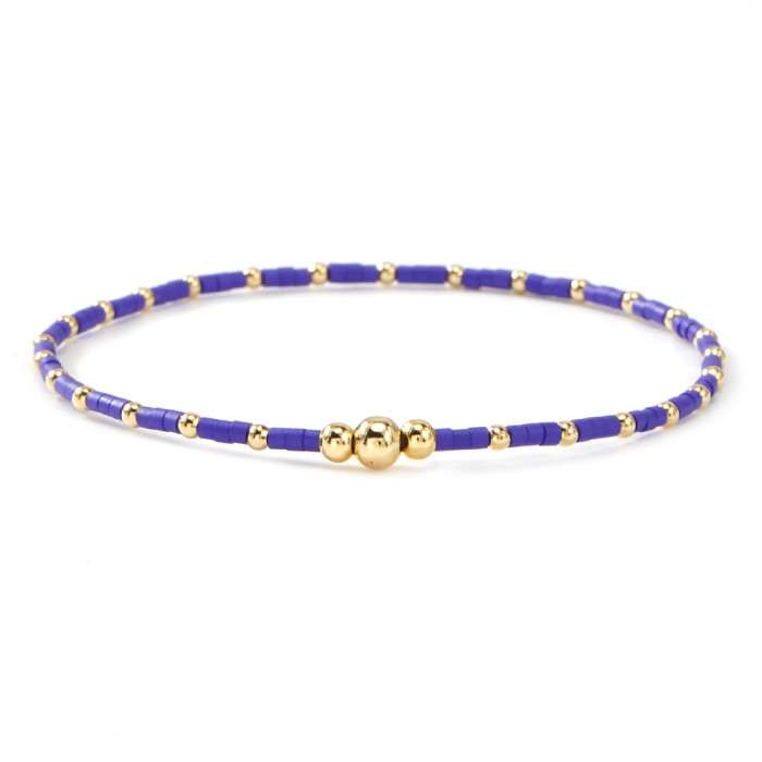 Hot-Selling Hand-Woven Rice Beads and Gold Beads Bracelet Simple Versatile 24-Piece Bracelet Set Can Be Used Individu...