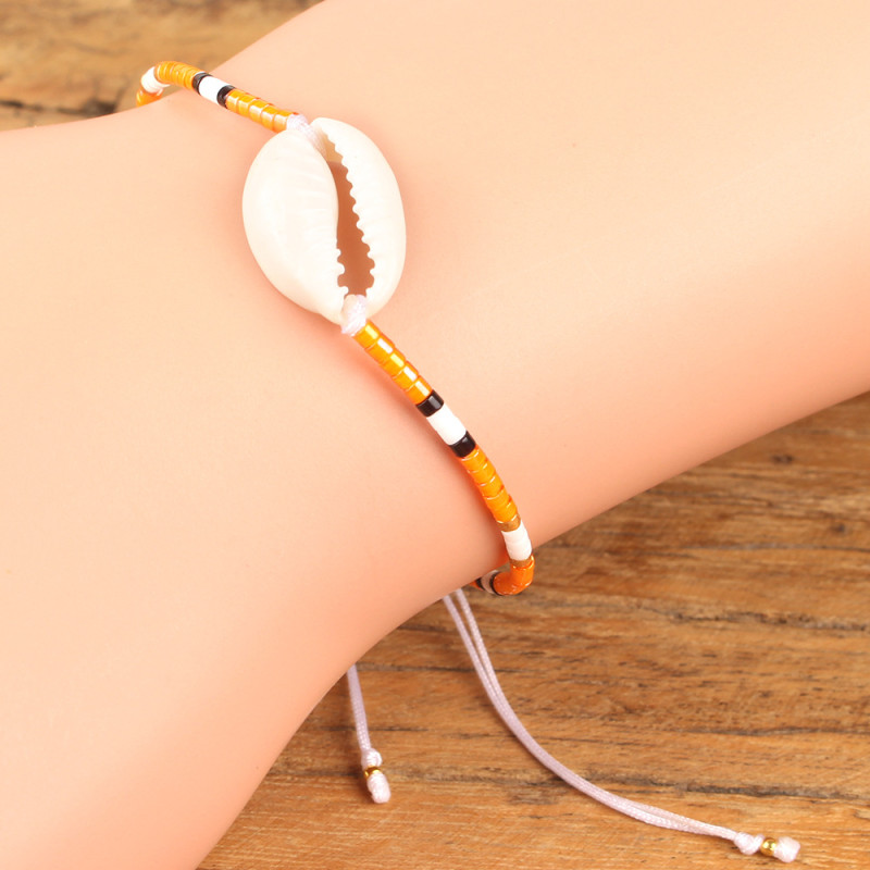 Cross-Border AliExpress Fashion Shell Handmade Braided Rope Colorful Beaded Beach Style Bohemian Bracelet Accessories