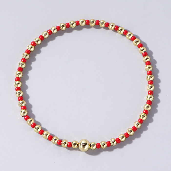 Hot-Selling Bohemian Style Niche Minimalist Fashion Versatile Colorful Rice Beads Handmade Beaded Bracelet for Women