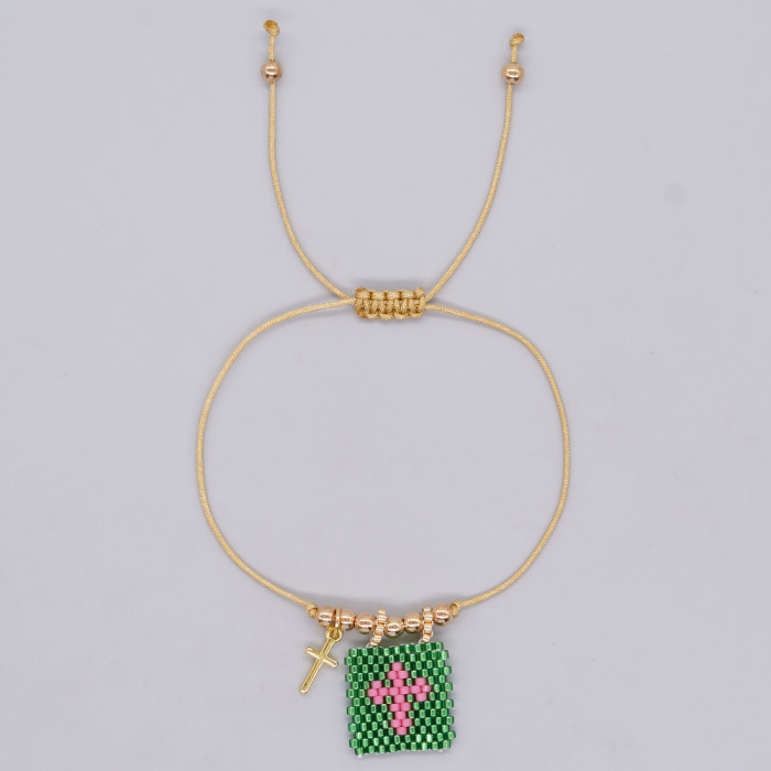 Foreign Trade Hot-Selling Bohemian Style Fashion Versatile Copper Bead Woven Heart Rice Bead Pendant Bracelet Wholesa...