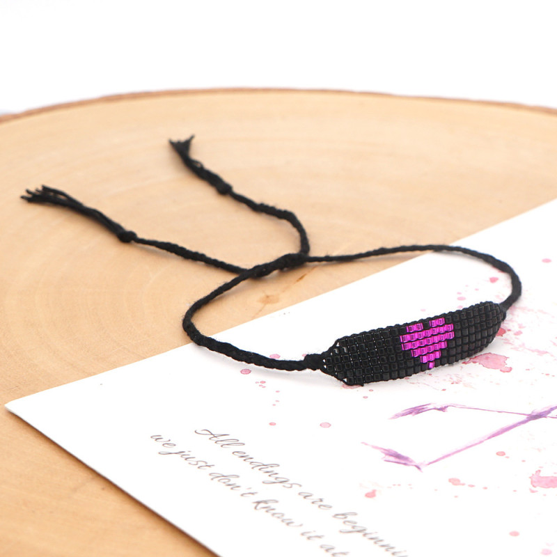 New Style Miyuki Bead Woven Purple Heart Bracelet Heart Rope Bracelet European and American Cross-Border Jewelry Wholesale