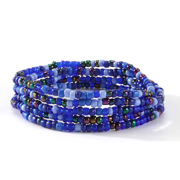 Summer Colorful Beaded Bracelet Bohemian Style Ocean Vacation Fashion Five-Piece Set for Men and Women Geometric Design