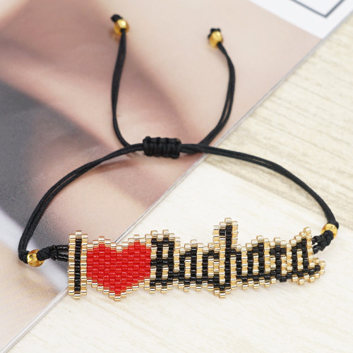 Original Design Bohemian Rice Bead Woven Bracelet Elegant Hand Jewelry Cross-Border Jewelry Bracelet Love Heart Couple