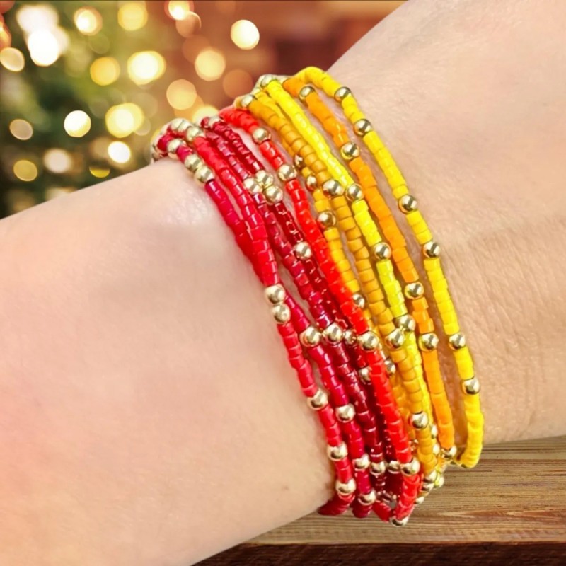 Cross-Border Bohemian Style Copper Beads Rainbow Color Rice Beads Handmade Beaded Fashion Versatile Women's Bracelet