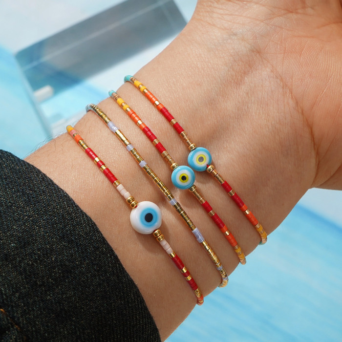 INS New Devil's Eye Mixed Double Circle Seed Bead Bracelet Miyuki Bracelet Ethnic Style Bracelet