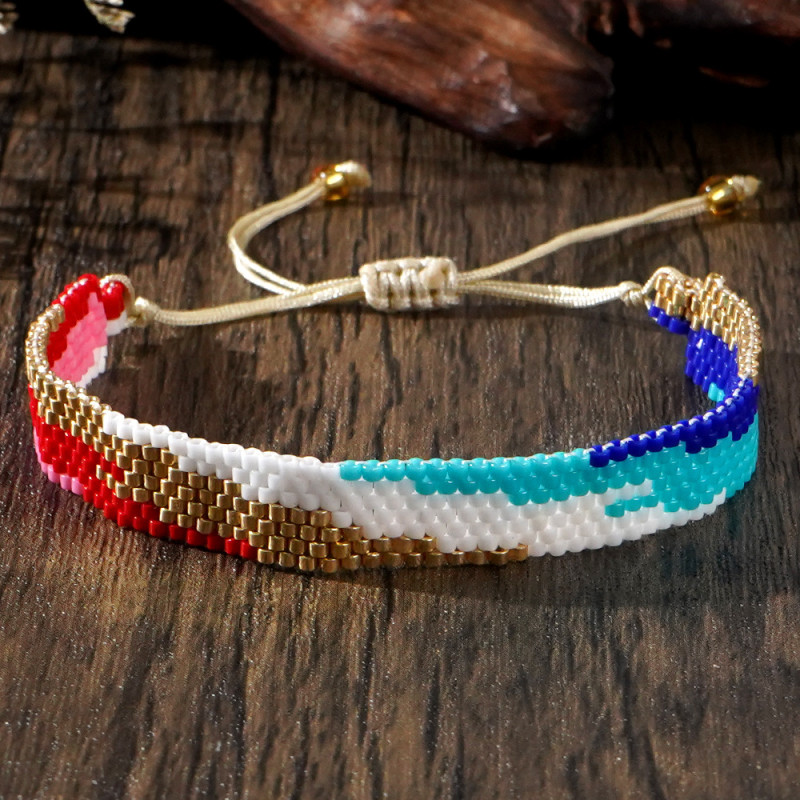 Cross-border Source Colorful Bohemian Style Geometric Hand-woven Beaded Bracelet Student Bracelet Wholesale