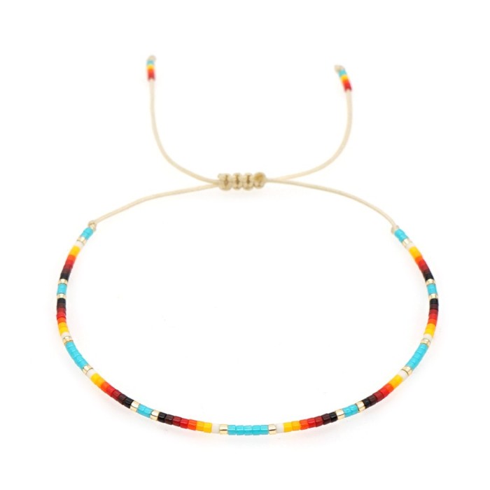 Summer Dopamine Rice Bead Woven Thin Bracelet Beach Vibrant Color Matching Couple Friend Gift Bracelet Wholesale