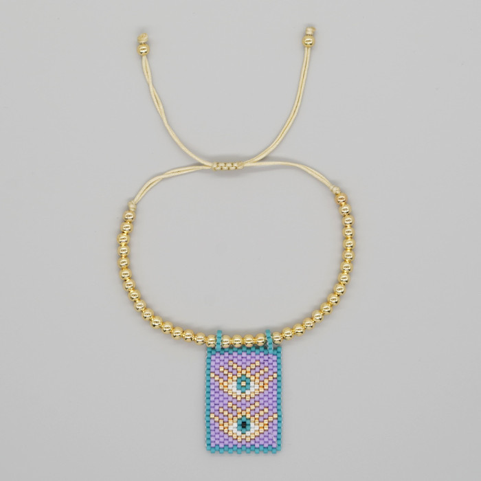Foreign Trade Hot-Selling Bohemian Style Fashion Versatile Copper Bead Woven Heart Rice Bead Pendant Bracelet Wholesa...