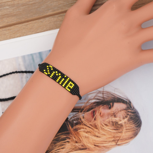 New Style Miyuki Bead Woven Purple Heart Miyuki Bracelet Letter Rope Bracelet European and American Cross-Border Jewelry Wholesale