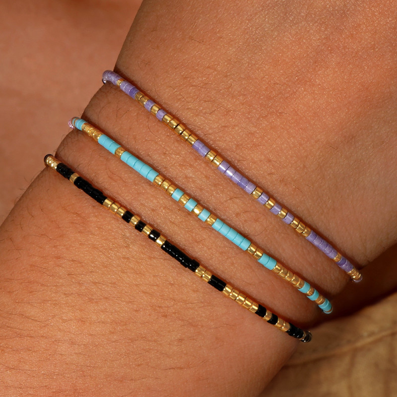 Cross-Border DB Rice Beads Moss Code Thin Bracelet Fashion Versatile Mixed Color Handmade Woven Knot Bracelet Petite Jewelry