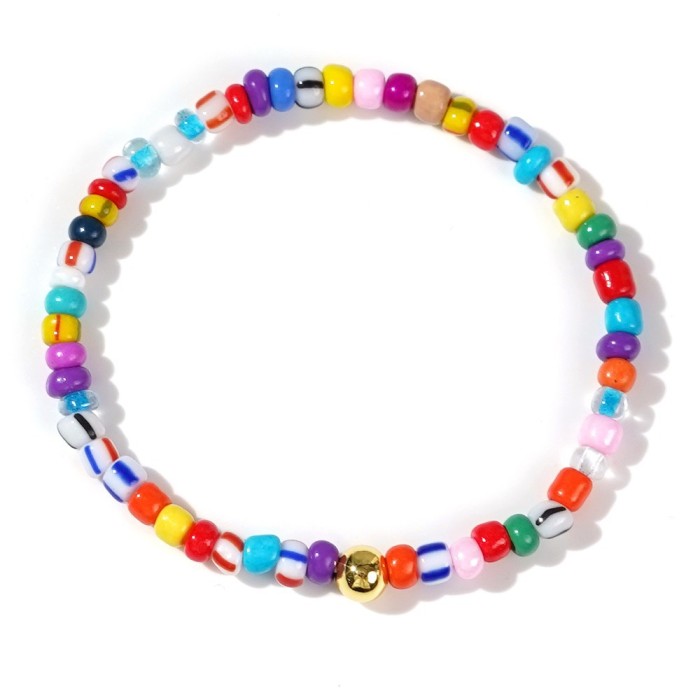 Amazon Colorful Flower Rice Beads Friendship Couple Evil Eye Handmade Bracelet Bowknot Cross Bracelet