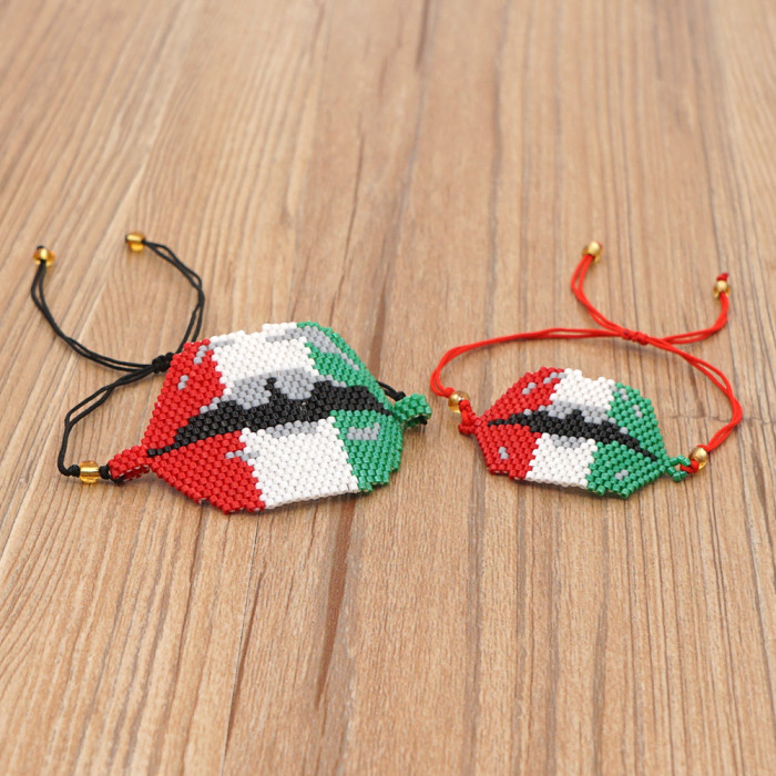 Bohemian Style European and American Sexy Lips Miyuki Bracelet Handmade Woven Mouth Bead Bracelet