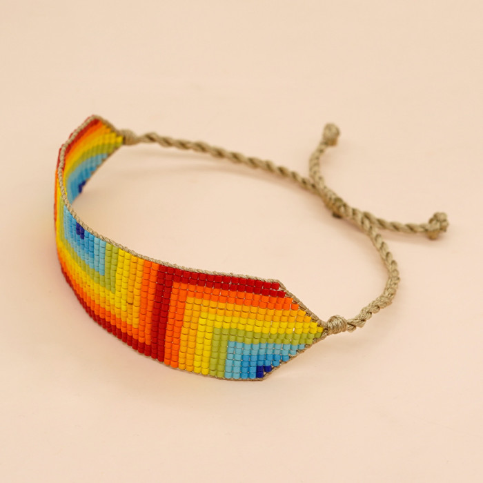 Source Colorful Bohemian Style Geometric Hand-woven Beaded Bracelet Student Bracelet Wholesale, Earrings