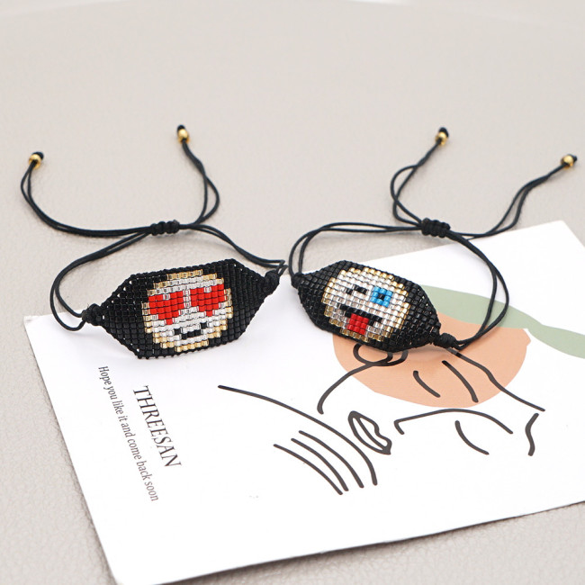 European and American Hot-Selling Fashion Heart Bracelet Colorful Rice Beads Hand-Woven Bracelet English Letter Hand Jewelry Bracelet Wholesale