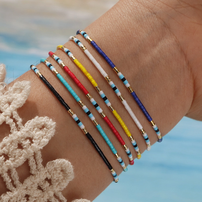 2025 New Bohemian Style Fine Rice Bead Bracelet Niche Simple Colorful Handmade Woven Bracelet