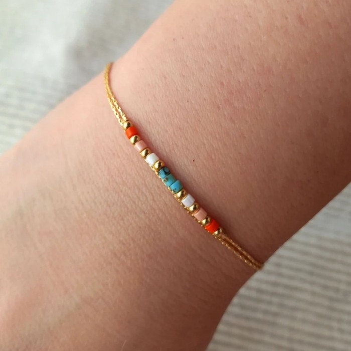 Fashion New Handmade Woven Bead Bracelet Summer Ins Style Light Luxury High-end Gold Chain Women's Factory Direct Sal...