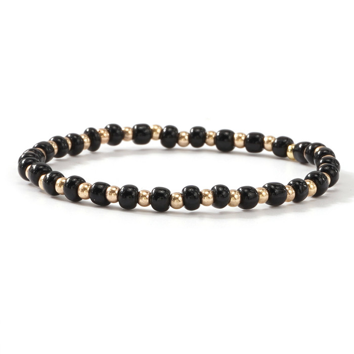 New Rainbow Color Rice Bead Bracelet for Women Gold Bead Splicing Ins Internet Celebrity Same Style Simple Elegant Be...