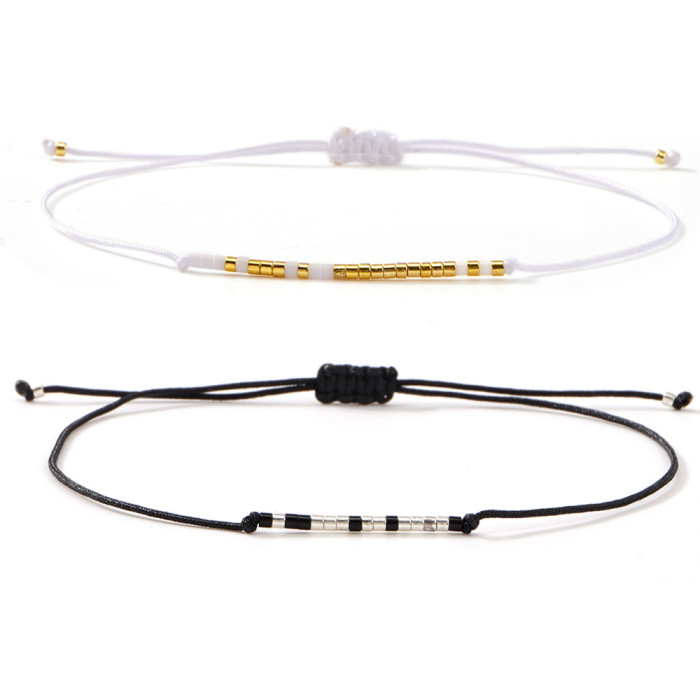 Fashionable Personality Simple High-Quality Rice Bead Bracelet Sweet Elegant Lady Adjustable Bracelet Couple Must-Have