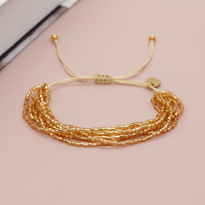 Hot-Selling Bohemian Style 8-Circle Mixed Color MGB Rice Beads Handmade Beaded Fashion Versatile Layered Women's Brac...
