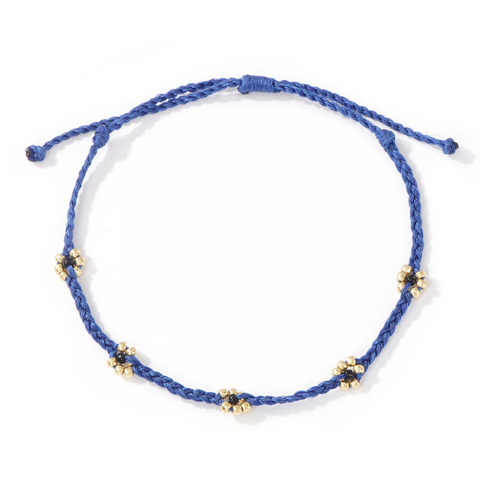 Forest Style Small Daisy Bracelet White Rice Beads Wax Thread Woven Fresh Versatile Daily Commuting Jewelry