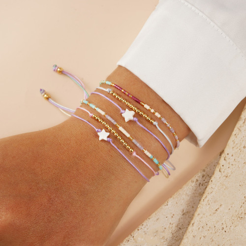Summer Shell Pentagram Beaded Bracelet Imported MIYUKI Seed Beads Handmade Woven Women Beaded Layered Bracelet