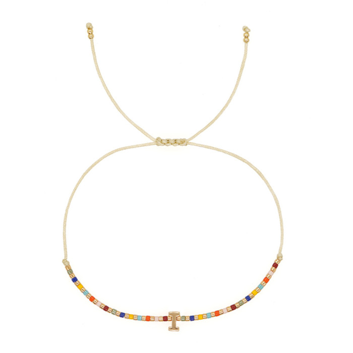 Hot-Selling Rice Bead Woven Letter Bracelet Commuting Simple A-Z Lucky Hand Jewelry Stall Hot-Selling Bracelet Gift