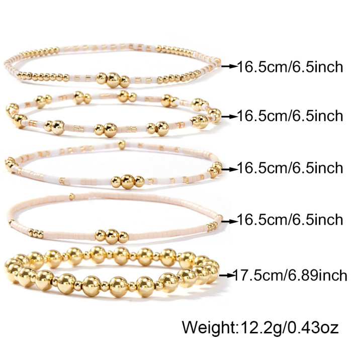 Hot Selling Simple Fashion Bohemian Style Colorful Copper Bead Bracelet Rice Bead Bracelet Single Piece Set Optional