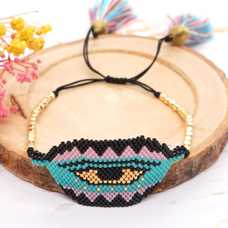 European and American Fashion Simple 2021 New Hot-Selling Bohemian Miyuki Bead Woven Evil Eye Bracelet
