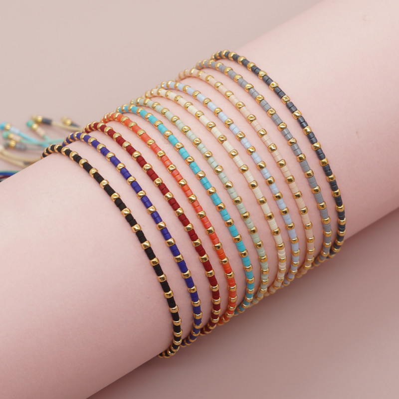 INS Simple Versatile Niche Design Colorful Seed Beads Handmade Woven Factory Direct Sale Women's Bracelet INS Style