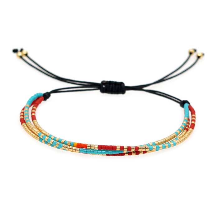 Amazon New Style Fine Rice Bead Bracelet Bohemian Fashion Simple Miyuki Colorful Rice Bead Bracelet