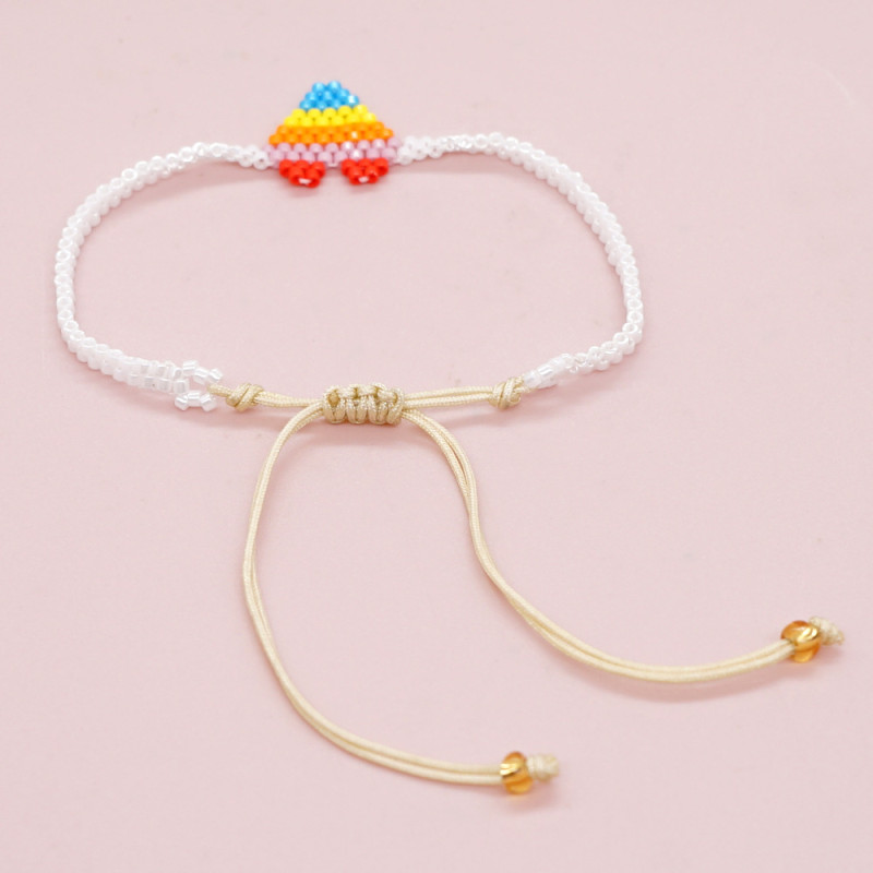 Nisi Cross-Border Bohemian Red Heart Love Heart Gold Two-Row Miyuki Bead Woven Bracelet Friendship