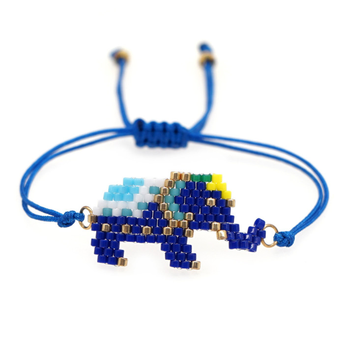 INS Hot Ethnic Style Jewelry Miyuki Beads Handmade Beaded Woven Lucky Elephant Adjustable Bracelet DIY Hand String
