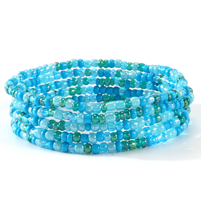 Summer Colorful Beaded Bracelet Bohemian Style Ocean Vacation Fashion Five-Piece Set for Men and Women Geometric Design