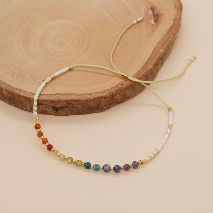 Ins Niche Design Sense Light Luxury Style Colorful Dopamine Gradient Natural Stone Bead Bracelet for Women