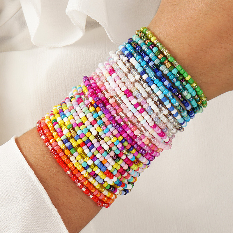 Summer Colorful Beaded Bracelet Bohemian Style Ocean Vacation Fashion Five-Piece Set for Men and Women Geometric Design