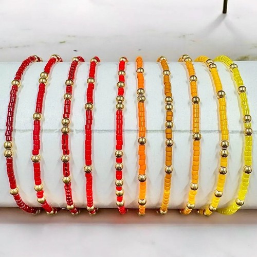 Cross-Border Bohemian Style Copper Beads Rainbow Color Rice Beads Handmade Beaded Fashion Versatile Women's Bracelet