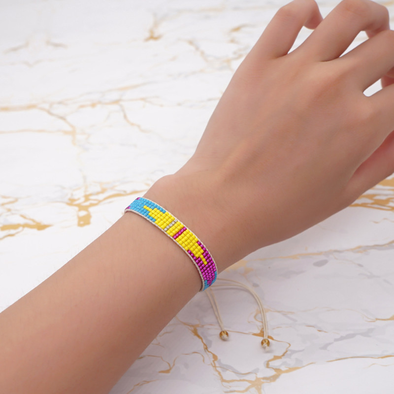 European and American Cross-Border Rainbow Miyuki Beads Colorful Antique Beads Geometric Indian Pattern Ethnic Style Geometric Bracelet