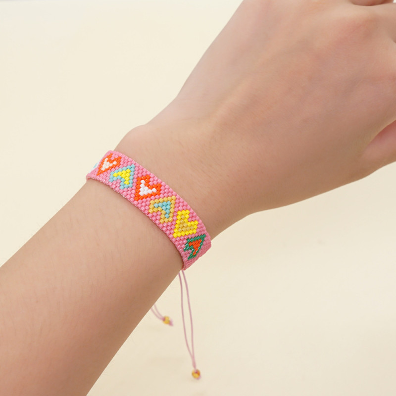 Fashion Simple European and American 2025 New Hot-Selling Bohemian Miyuki Bead Hand-Woven Heart Bracelet