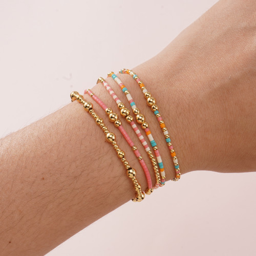 European and American Bohemian Style Layered Bracelet for Women 14k Copper Beads Handmade Glass Seed Beads Woven