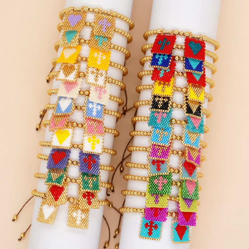 2025 New Single Heart Tag 4-6mm Steel Bead Bracelet for Women Fashionable Elegant European and American Style Popular Rice Bead Bracelet